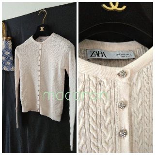 ザラ(ZARA)の未使用ZARA春夏ザラ人気ビジュー カーディガン薄ピンクJJフォクシーMyuルネ(カーディガン)