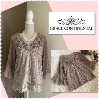 グレースコンチネンタル(GRACE CONTINENTAL)の♡グレースコンチネンタル　フラワーレースカットソー♡(カットソー(長袖/七分))