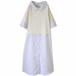 オシャレウォーカー　n'OrLABEL　異素材ドッキングワンピース(ロングワンピース/マキシワンピース)