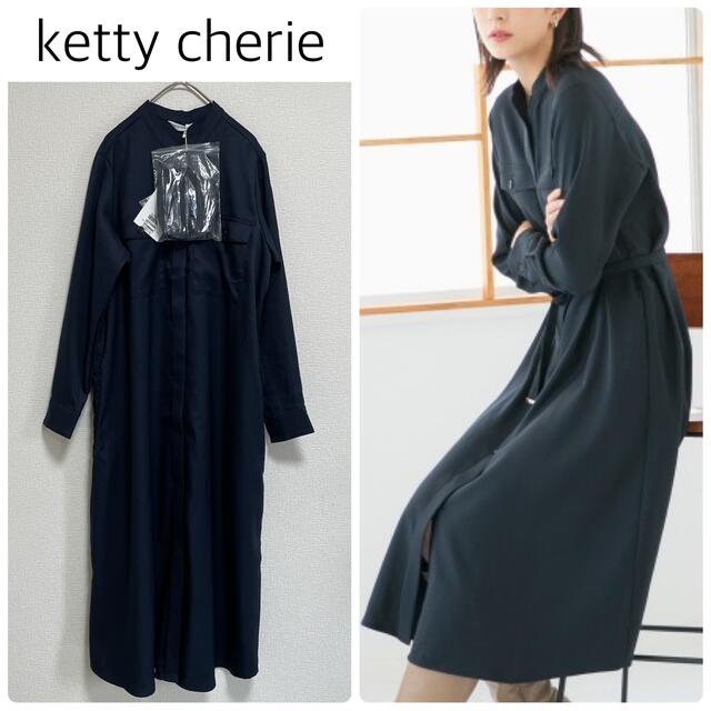 【新品タグ付】ketty cherieウールライクツイルシャツワンピースema_きれいめ