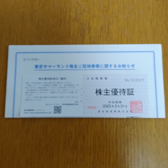 東京サマーランド 株主優待券 チケットの優待券/割引券(その他)の商品写真