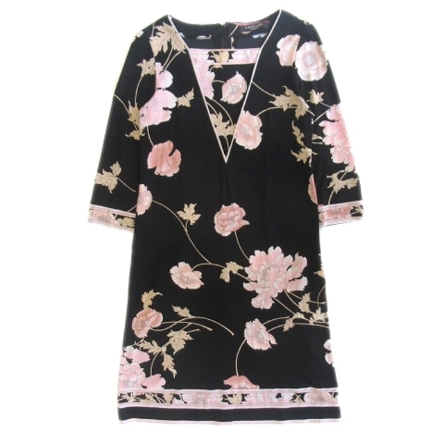サマーセール 美品 レオナール LEONARD 花柄 フレア ワンピース