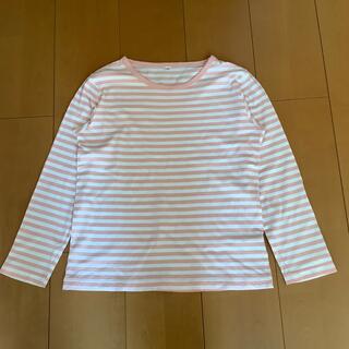 ムジルシリョウヒン(MUJI (無印良品))の無印良品　140  長袖Tシャツ　ピンク　ストライプ(Tシャツ/カットソー)