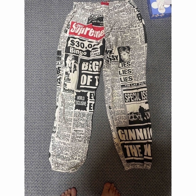 Supreme Newsprint Skate Pant White