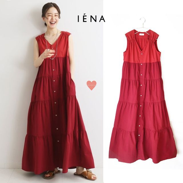 IENA(イエナ)の2021年購入 IENA ブロックカラー ティアードワンピース 2021SS レディースのワンピース(ロングワンピース/マキシワンピース)の商品写真