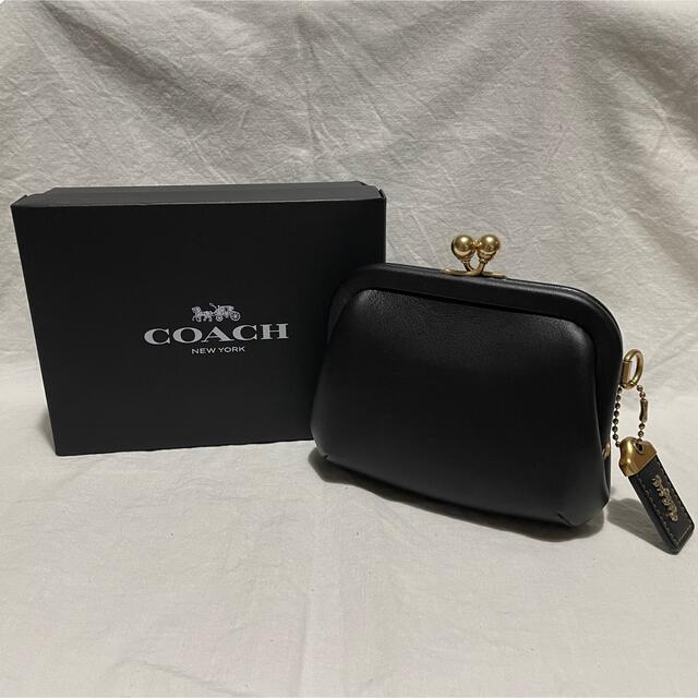 値下げ中❗️ COACH コーチ　がま口財布　キスロック　コインケース　ブラック