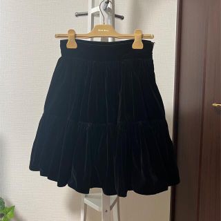 ミュウミュウ(miumiu)のmiu miu ミュウミュウ スカート ベロア生地 ブラック 美品(ひざ丈スカート)