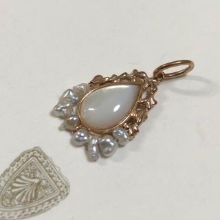 試着のみ】アガット シェル&パールチャーム K10 agete elc.or.jp