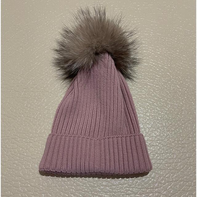美品✨MONCLER モンクレール ニット帽 ファー付き キッズ 種類豊富な品
