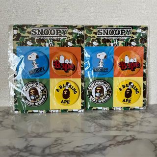 アベイシングエイプ(A BATHING APE)の【BAPE】SNOOPY スヌーピー　缶バッチ(バッジ/ピンバッジ)