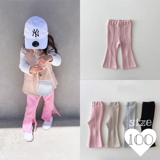 〈新品☆100cm〉フロントスリットフレアパンツ ピンク 韓国子供服(パンツ/スパッツ)