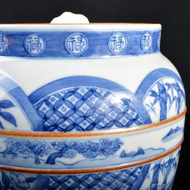 茶道具 京焼 加藤藤城作 染付 丸紋 水指 共箱 M R4376Bの通販 by 茶道具 京焼 加藤藤城作 染付 丸紋 水指 共箱 M R4376Bの通販 by