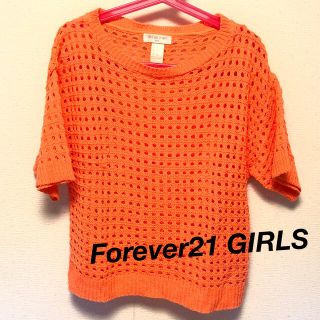 フォーエバートゥエンティーワン(FOREVER 21)のお値下げ！Forever21 GIRL トップス　サマーニット　オレンジ　半袖　(ニット)