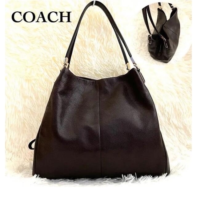 ≪新品≫COACH トート ハンドバッグ ショルダー 馬車ロゴ ダークブラウン