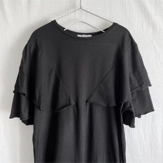 ザラ(ZARA)のZARA ザラ　ロングTシャツ カットソー トップス　黒(Tシャツ(半袖/袖なし))