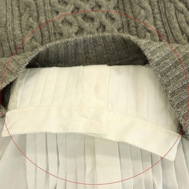 sacai(サカイ)のサカイ 切替ニット シャツカットソー 七分袖 フレア プルオーバー 1 白  レディースのトップス(ニット/セーター)の商品写真
