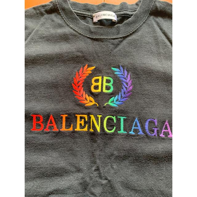 当季大流行 BALENCIAGA バレンシアガ レインボー ロゴ Tシャツ Tシャツ