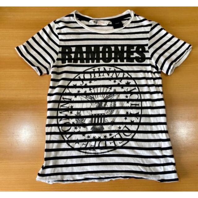 H&H(エイチアンドエイチ)のRAMONES ラモーンズ ボーダーTシャツ H&M キッズ128 キッズ/ベビー/マタニティのキッズ服女の子用(90cm~)(Tシャツ/カットソー)の商品写真