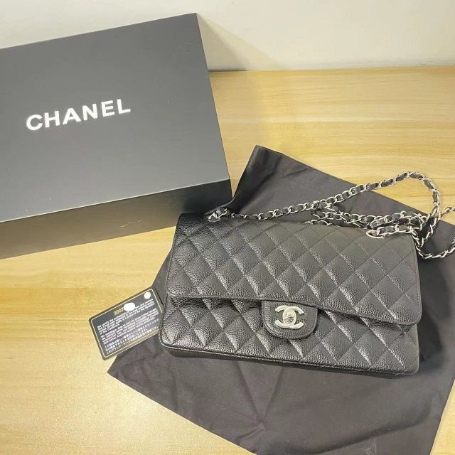 新作グッ CHANEL - マトラッセ ダブルフラップ キャビアスキン 黒シルバー シャネル CHANEL ショルダーバッグ 新作グッ CHANEL - マトラッセ ダブルフラップ キャビアスキン 黒シルバー シャネル CHANEL ショルダーバッグ