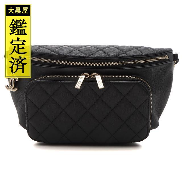 CHANEL(シャネル)のシャネル マトラッセウエストバッグ ブラック×GP キャビア【430】 レディースのバッグ(ボディバッグ/ウエストポーチ)の商品写真