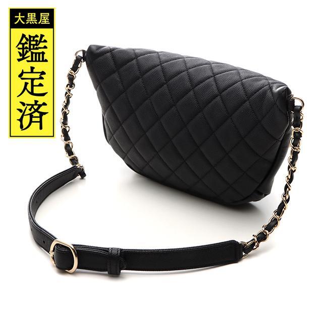 CHANEL(シャネル)のシャネル マトラッセウエストバッグ ブラック×GP キャビア【430】 レディースのバッグ(ボディバッグ/ウエストポーチ)の商品写真