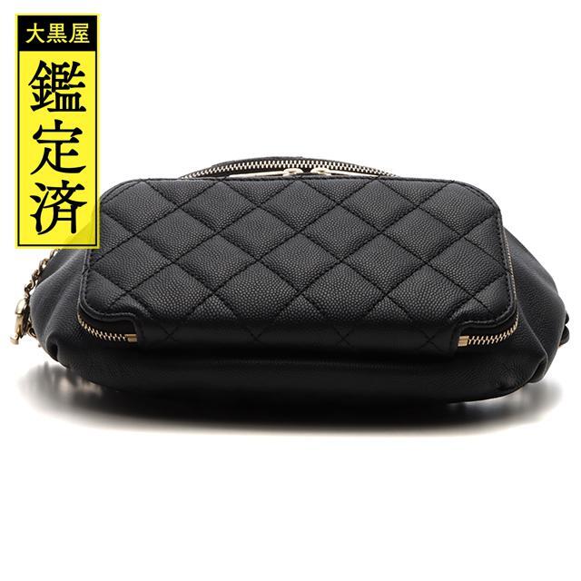 CHANEL(シャネル)のシャネル マトラッセウエストバッグ ブラック×GP キャビア【430】 レディースのバッグ(ボディバッグ/ウエストポーチ)の商品写真