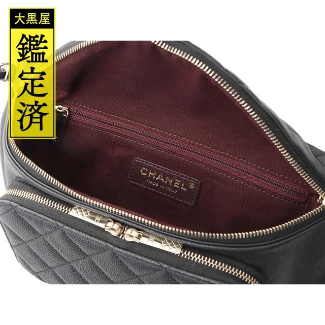 CHANEL(シャネル)のシャネル マトラッセウエストバッグ ブラック×GP キャビア【430】 レディースのバッグ(ボディバッグ/ウエストポーチ)の商品写真