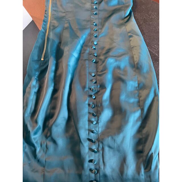 BCBGMAXAZRIA(ビーシービージーマックスアズリア)のHouse of CB Khalila Teal Satin サテンドレス レディースのワンピース(ミニワンピース)の商品写真