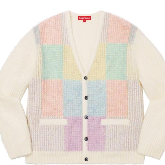 Supreme Brushed Grid Cardigan White S