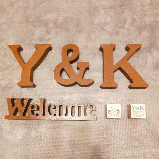 イニシャルオブジェ　Y&K　welcome スタンプ(置物)