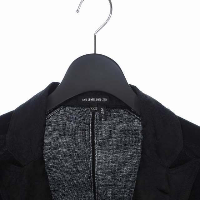 Ann Demeulemeester(アンドゥムルメステール)のアンドゥムルメステール ラペル刺繍 ロングニット カーディガン XXS 黒 メンズのトップス(カーディガン)の商品写真