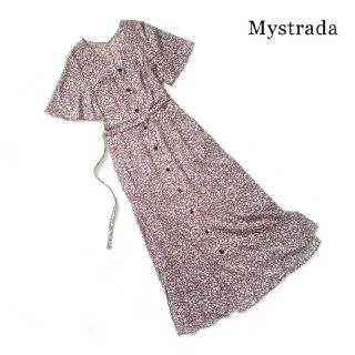 マイストラーダ(Mystrada)のマイストラーダ■シャツ ワンピース ロング フレア袖 ブラウン(ロングワンピース/マキシワンピース)