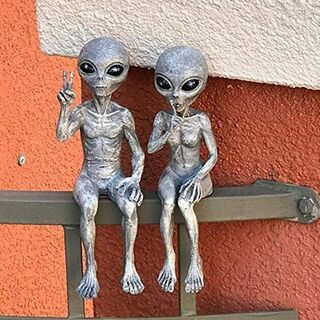 宇宙人 フィギュア 男 女 2個セット UFO グレイ 人形 置物 キーホルダー(その他)