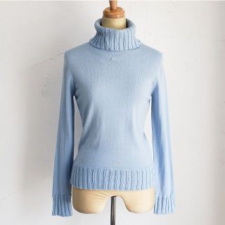 Courreges クレージュ ☆ ロゴ タートルネック ニット 9R ブルー