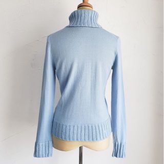 Courreges クレージュ ロゴ タートルネック ニット 9R ブルー