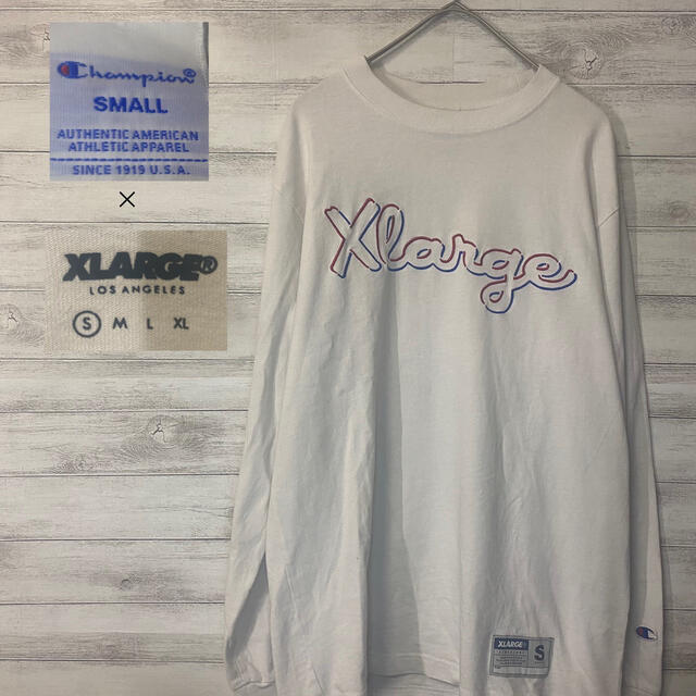 XLARGE(エクストララージ)のX-Large×チャンピオン　コラボ長袖Tシャツ　ロンT  ホワイト メンズのトップス(Tシャツ/カットソー(七分/長袖))の商品写真
