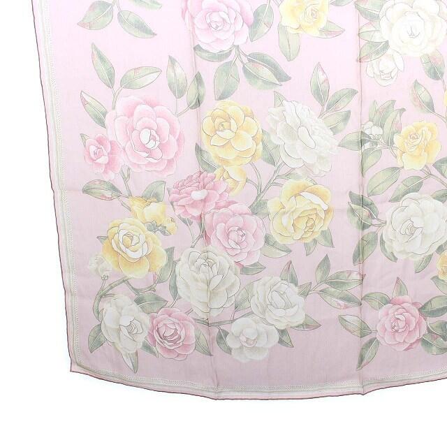 CHANEL シャネル スカーフ ピンク 花柄 シルク100%-