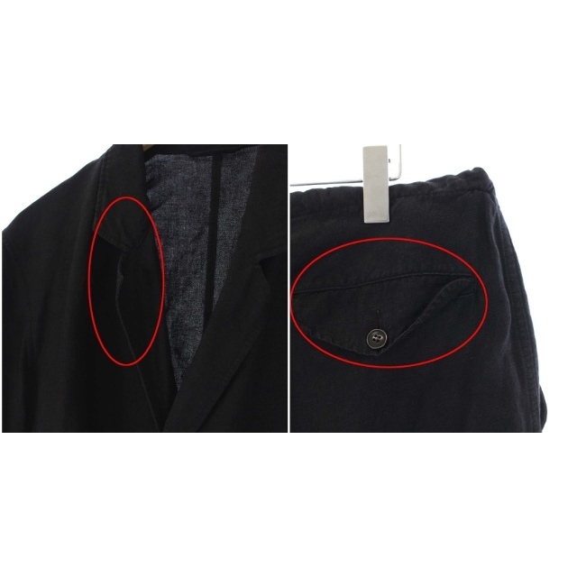 コモリ スーツ ヴィスコースリネン ジャケット ドローストリングパンツ 1 黒