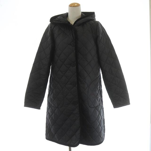ラベンハム キルティングコート ロング 中綿 フード 英国製 40 L 黒
