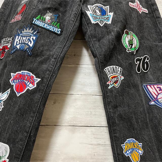 【NBA USリメイク】レイカーズ　パッカーズ　デニム　刺繍ワッペンワイドパンツデニム/ジーンズ