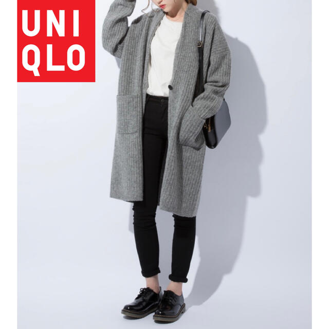 UNIQLO(ユニクロ)のユニクロ UNIQLO ウールリブニットコート  ロングニット ニット セーター レディースのジャケット/アウター(ニットコート)の商品写真