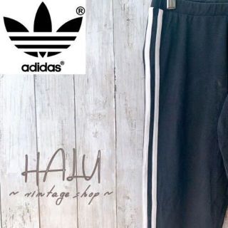 アディダス(adidas)のadidas アディダス 三葉ロゴスポーツ ジャージ パンツ 黒　古着(その他)