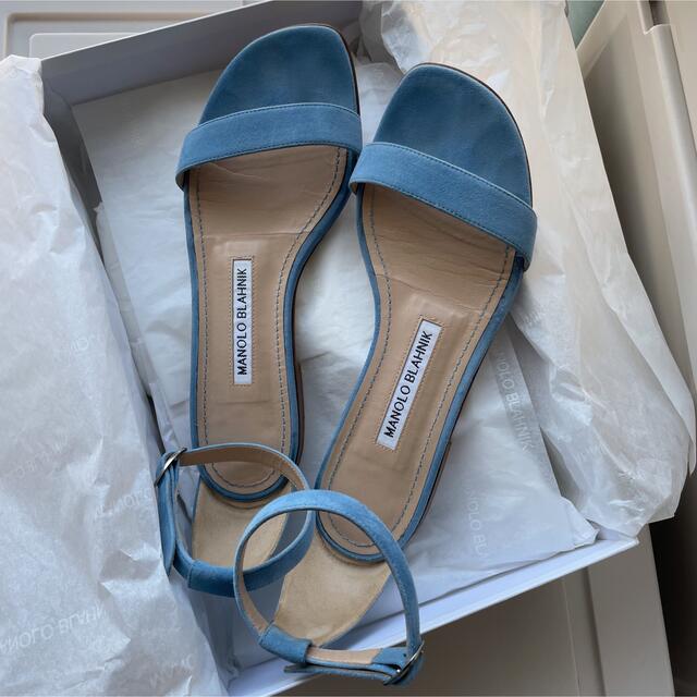 ネット限定】 MANOLO スエード ブルー サイズ35ハーフ マノロブラニク