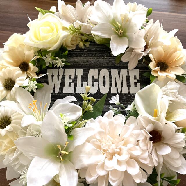 ホワイト系❣️ウェルカムリース❣️の通販 by ハンドメイドショップ|ラクマ ホワイト系❣️ウェルカムリース❣️の通販 by ハンドメイドショップ|ラクマ