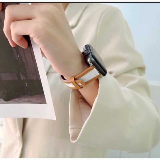 大きな割引 アップルウォッチ Apple Watch キャンバス レザーバンド 韓国雑貨2 doctorsul.com.br