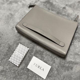 フルラ(Furla)の【✨美品✨】FURLA フルラ レザー クラッチバッグ グレー(セカンドバッグ/クラッチバッグ)