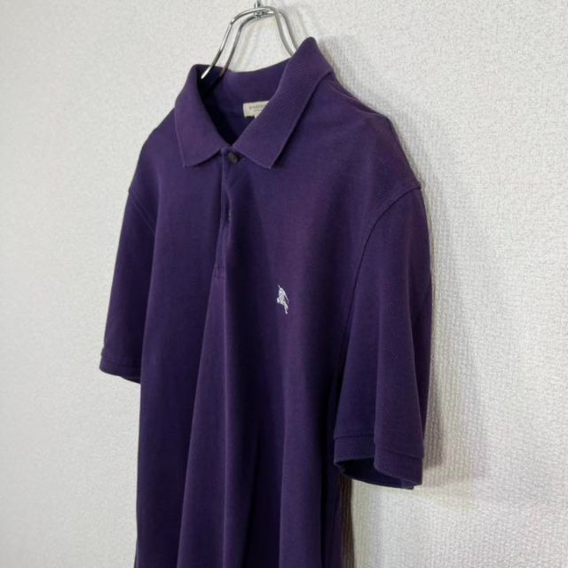 同梱不可】 トップス バーバリーロンドン ポロシャツ 紫 刺繍 半袖 鹿の子生地 ノバチェック ナイト Saishin