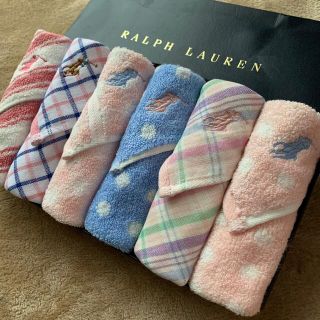 ラルフローレン(Ralph Lauren)のクーポンOK・春らしいパルテルカラー❤️ラルフローレン   ガーゼタオルハンカチ(ハンカチ)