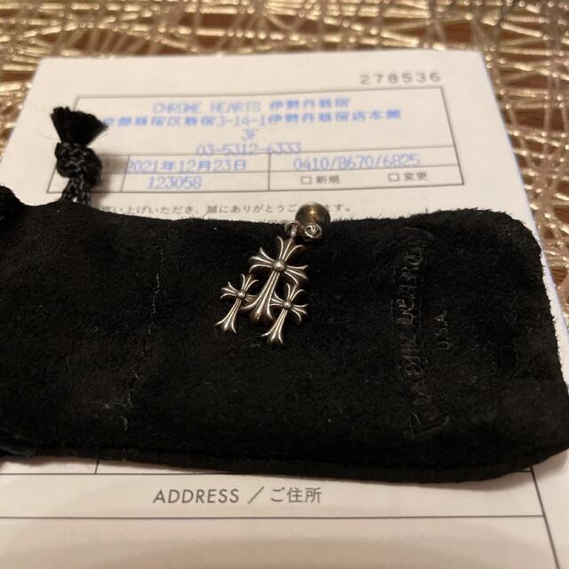 新作 美品 CHROME HEARTS ピアス 3CH CROSS DROP