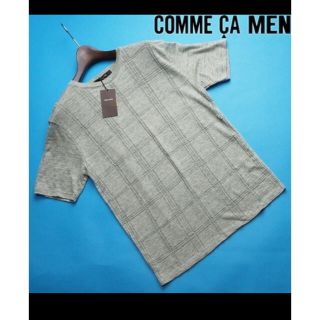 コムサメン(COMME CA MEN)の新品COMME CA MEN リンクスチェック リネンニットコンビTシャツM緑(Tシャツ/カットソー(半袖/袖なし))